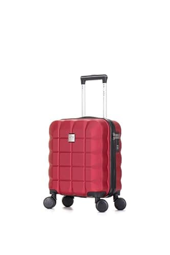 ATX Luggage EasyJet 45x36x20cm Underseat Cabin Approved Suitcase Lightweight Durable ABS Carry-ons with 4 Dual Spinner Wheels and Built-in Combination Lock (Wine Red, 17.5 Inches, 30 Liter)