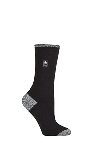 HEAT HOLDERS SOCKSHOP Ladies 1.0 TOG Ultralite Striped, Argyle & Patterned Socks Pack of 1 Oia Heel & Toe Black/White 4-8