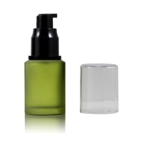 ericotry 1PCS 60ml/2oz Green Empty Glass Pump Lotion Bottle Cosmetic Container Essence Emulsion Sample Dispenser with Black Pump Head and Anti-Dust Cap — view 4