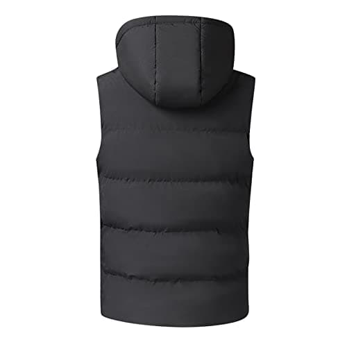HAOLEI Heated Body Warmer Mens, Hooded Vest UK Clearance, Sleeveless Jacket with Hood, Winter Coat USB Charging Electric Gilet 7 Heating Zones for Sports(No Power Bank), Black, L — view 3