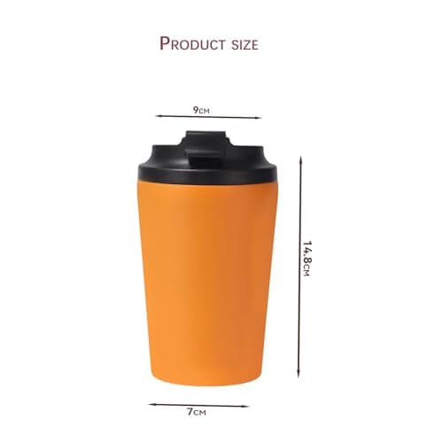 ZHIFENGYUAN Stainless Steel Insulated Coffee Cup with Spill Proof Lids,12oz(350ml),Unbreakable Durable,Reusable Drinking Cup,Gift for hot Cold iced, Travel Mug for Child Adults Outdoor(Orange) — view 6
