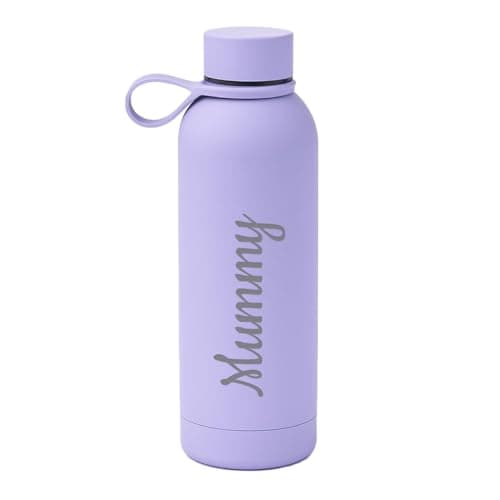 Engraved Personalised Water Bottle 500 ml, Lilac, Vacuum Flask
