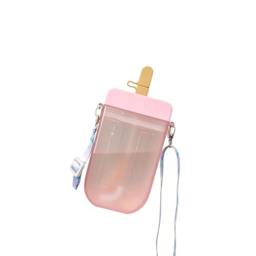 Cute Water Bottle with Straw Hiking Activity City Tour Pink One Size