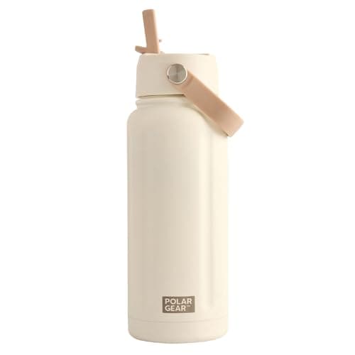 Polar Gear 740ml Insulated Water Bottle with Straw Double Wall - Cream
