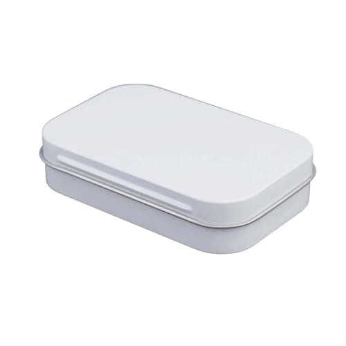 Vibsky Metal Rectangular Tin Box with Flip Top Lid Mint Gum Storage White 95x60x20mm — view 3