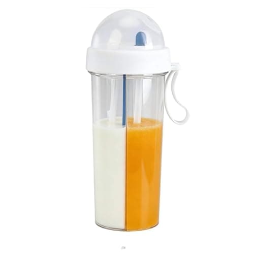 2 in 1 Water Bottle, 600ml Dual Use Water Bottle, Double Sided Straw Cup Water Bottle with Straw Portable Sports Water Bottle Dual Use Bottle Two Straws Couple Water Cup for Camping Travel(White)