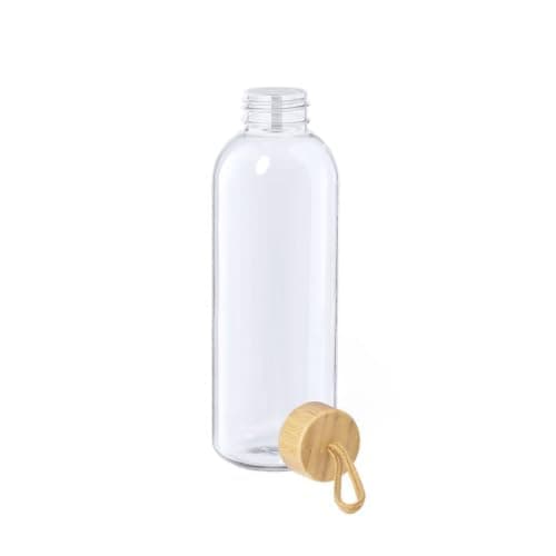 Personalised 500ml Glass Water Bottle with Cork Cover & Bamboo Lid - Eco-Friendly Custom Branded Reusable Bottle with Carry Handle for Travel & Everyday Use — view 2