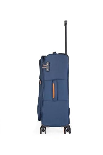METZELDER Soft Retro Expandable Large Volume TSA Lock Suitcase, Blue (Navy), M - Medium - 79/93 L - 67x42x28 cm - 3,4 kg, Soft canvas cabin suitcase, large size, expandable, 360° multi-directional — view 3