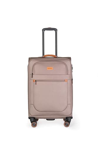 METZELDER Soft Retro Expandable Large Volume TSA Lock Suitcase, Taupe (Tan), M - Medium - 79/93 L - 67x42x28 cm - 3,4 kg, Soft canvas cabin suitcase, large size, expandable, 360° multi-directional — view 2