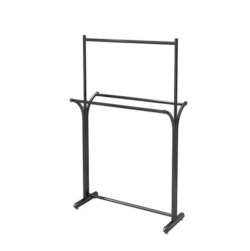 Garment Racks Clothing Store Hangers, Nordic Double Row, Upper and Lower Double-layer Floor Racks, Single Pole Tidy Rails(Black,XL)