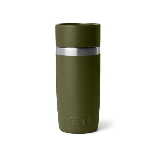 YETI Rambler 12 oz (355 ml) Travel Bottle with 100% Leakproof Hotshot Commuter Cap, Vacuum Insulated Stainless Steel Coffee Flask for Travel & Commute, Olive/King Crab Orange — view 3