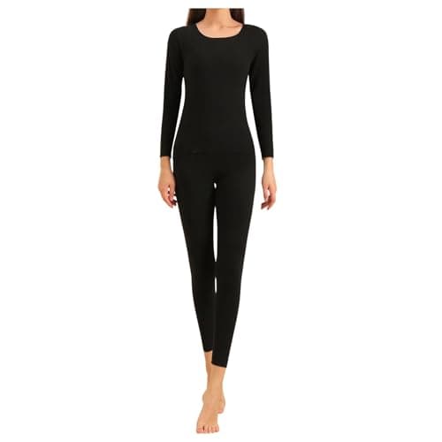 Generisch Women Clothes Silk Thermal Underwear Men Velvet Autumn Pants Set 2 Pieces, black, XL