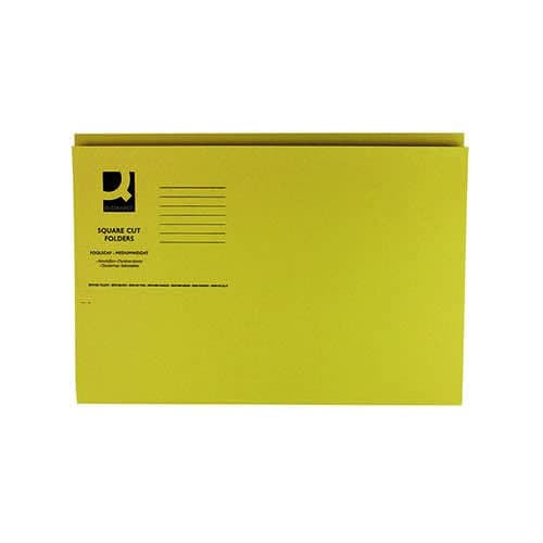 Q-Connect Square Cut Folder Lightweight 180gsm Foolscap Yellow (Pack of 100) — view 2