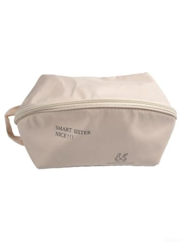 Underwear Storage Bag with Compartments for Bras Socks and Lingerie Portable Organizer Memory Cloth Pouch Lightweight Case for Home Travel Drawer 25x13x13cm White Pink(A) — view 2