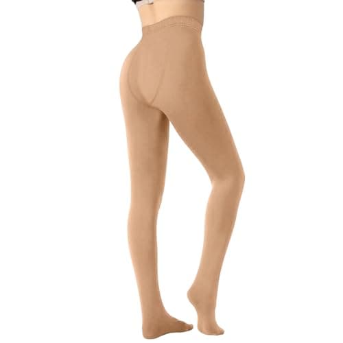 2025 Thermal Fleece Lined Leggings Women Winter Warm Thick Tights Thermal Velvet Pants Control Soft Stretchy (Beige, One Size) — view 5