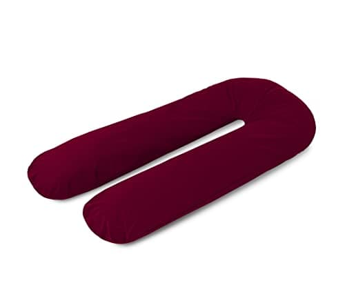A ATH COLLECTION Pregnancy Pillow 9 FT, U Shaped Full Body Pillow, Nursing, Support and Maternity Pillow for Pregnant Women with Removable Cotton Zip Cover (9 FT, Burgundy)