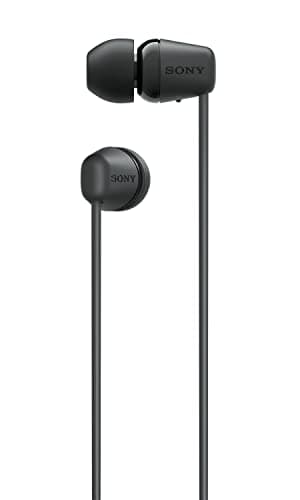 Sony WI-C100 Wireless In-ear Headphones - Up to 25 hours of battery life - Water resistant -Built-in mic for phone calls - Voice Assistant compatible - Reliable Bluetooth® connection - Black — view 2