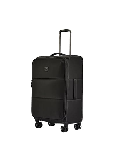 ANTLER - Soft Stripe 2.0 Medium Suitcase - Adjustable Handle, 4 Spinner Wheels, Lightweight, TSA Lock - Recycled Polyester Luggage - 71cm, Black