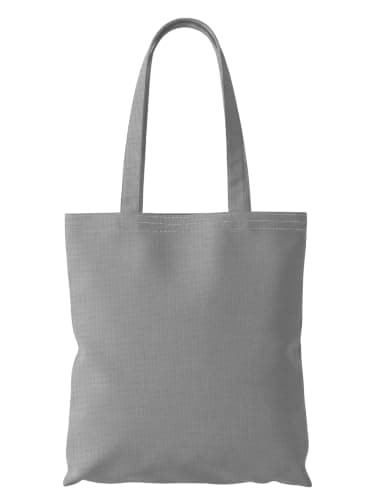 Wonky Line Premium Cotton Tote Bag, Eco-Friendly Shopping Bag, 100% Cotton Canvas, Reusable Grocery Cloth Bag, Extra Strong Long Handle Double Stitched Ideal for Printing (Grey)