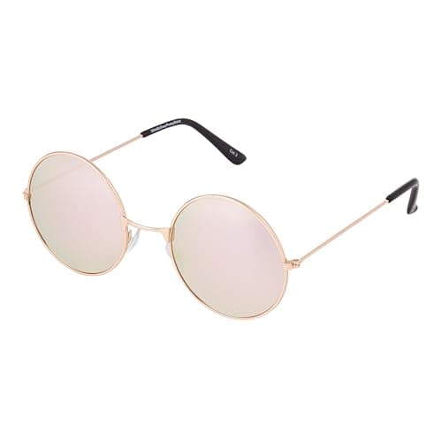 Ultra Round Sunglasses Rose Gold Frame Mirrored Large Retro UV400