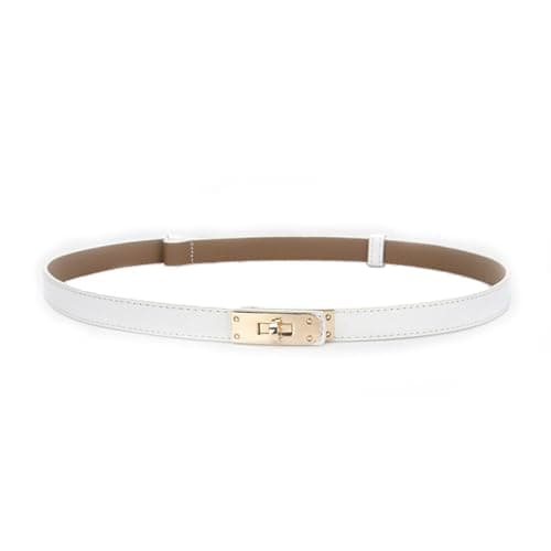 FENLDY Cream Adjustable (19.5 in - 35.5 in) Women's Cream Solid Color Alloy Turn Lock Belt For Jeans, One Size