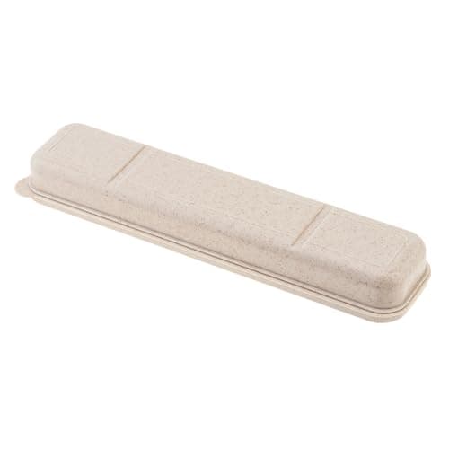 OriGlam 1pcs Reusable Utensils Wheat Straw Travel Cutlery Box, Portable Tableware Flatware Box for Picnic Camping (Beige) — view 6