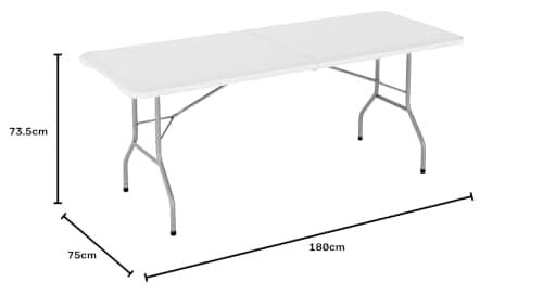 mcc direct 6ft (180cm) Folding Table Heavy Duty – Indoor & Outdoor Plastic Table for Garden, Picnic, BBQ, Camping, Party & Catering (White) — view 3