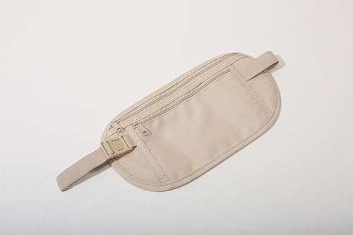 yuandnn Money Belt, Passport Holder Secure Hidden Travel Wallet with RFID Blocking, Adjustable Undercover Fanny Pack with 2 Pockets for Men Women (Khaki) — view 2