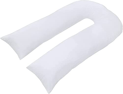 ARLINENS 12ft Long U Shaped Full Body & Back Support Pillow Extra Fill With Hollow Fiber-Soft Relieve Pain Pregnancy & Leg Support Pillow with Free Pillowcase (12FT U Pillow with Case, White)