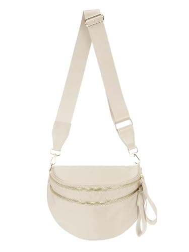 Pure Colour Crossbody Bag Bum Bag for Women,Spacious Purse Fanny Packs Belt Bag,Oversized Bum Bag, Colour Bum Bag-Beige, 11.0 Inches X 8.6 Inches X 4.5 Inches, Casual