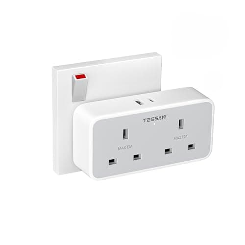 TESSAN Double Plug Adapter UK with 2 USB
