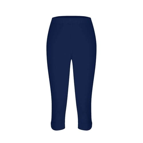 Womens Pants, Womens High Waist Yoga Capris Lightweight Navy — view 3