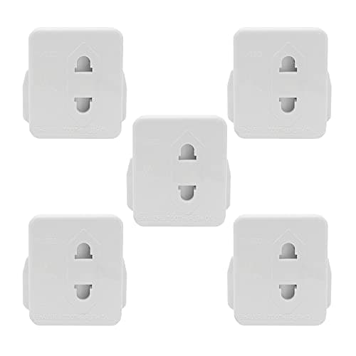 5 pack Heavy Duty White UK Shaver Adapter Plug 1A Fused – 2 Pin to 3 Pin Adapter for Electric Toothbrush & Razor, Portable Bathroom Plug Converter