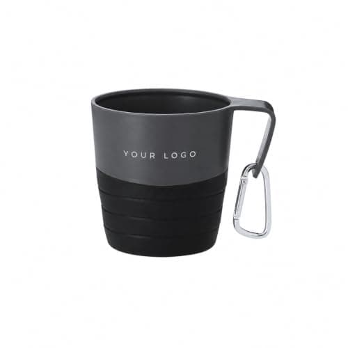 Personalised 340ml Collapsible Silicone Cup with Carabiner - Custom Printed Foldable Travel Mug with Handle for Camping, Hiking & Outdoor Use