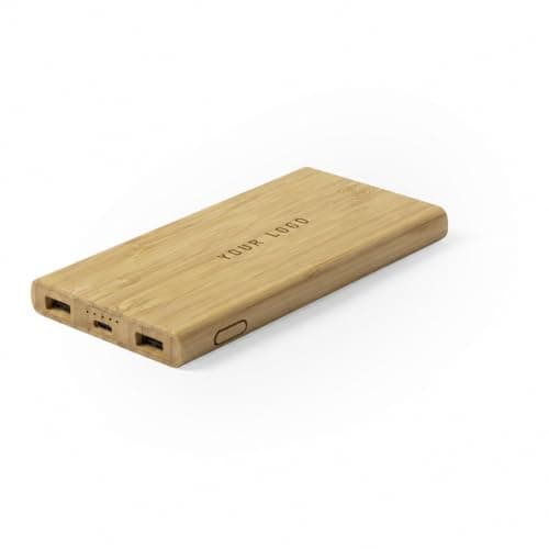 Sawfish Personalised Power Bank Kalery 6000mAh Bamboo Wireless Power Bank 5W Charger with Dual USB Outputs, USB-C Input/Output