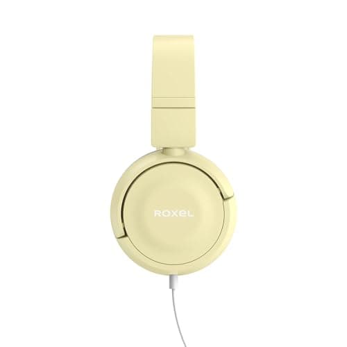 Roxel RX110 Lightweight Wired Foldable Headphones with Mic & Volume Control, On-Ear Headphones, Ergonomic Design, Answer Incoming Calls, Compatible with Android and IOS Devices (Yellow) — view 2