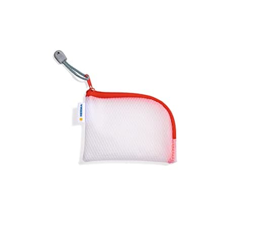 HERMA 20245 Zip Pocket Travel Case A7 Transparent Red, Small Lockable Transparent Pocket with Zip, Toiletry Bag for Mobile Phone, Charging Cable, Cosmetics, Pens, Keys