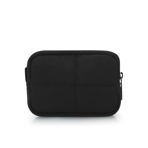 DOB SECHS Waterproof Canvas Mini Travel Makeup Carrying Case Wash Bags Cosmetic Bag Portable Electronics Accessories Organizer Wash Gym Shaving Bag (#2517-Black, Small)