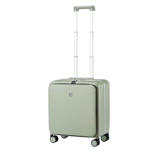 Hanke Expandable Luggage Top Opening Travel Luggage Rolling Suitcase with Cup Holder Hard Shell Suitcases with Wheels, Bamboo Green, 24 Inch EXT