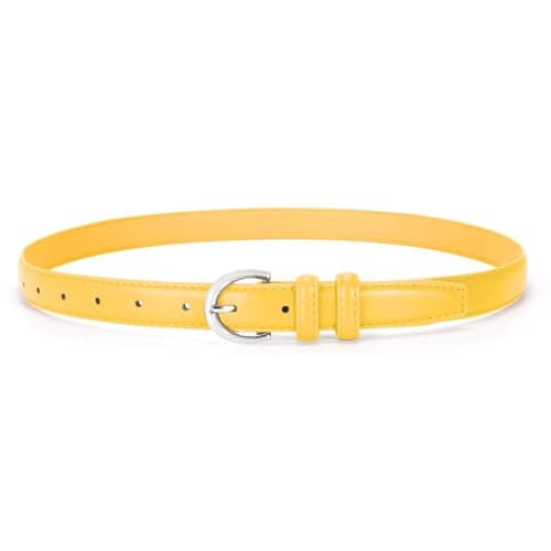 VONMELLI Women's Leather Belt For Jeans Dresses Adjustable Vintage Waist Belts For Women Fashion Leather Belt Classic Ladies Belts With Single Prong Buckle Yellow M