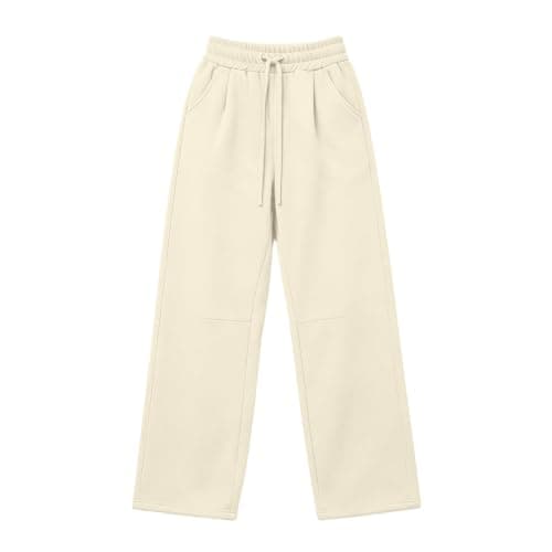Khaki Women's High Waist Sweatpants Drawstring Elasticated Wide Leg Joggers — view 5