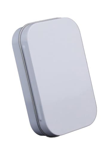 Vibsky Metal Rectangular Tin Box with Flip Top Lid Mint Gum Storage White 95x60x20mm — view 4