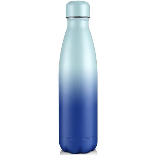 Volhoply 750ml Insulated Water Bottle, Double Wall Stainless Steel Vacuum Bottles, Keeps Cold 24H & Hot 12H, BPA Free Leak Proof Bottles (Green Blue,1 Pack)