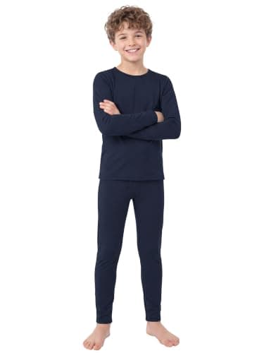 Ruisita Kids Boys Thermal Underwear Set Base Layers Top & Bottom Navy