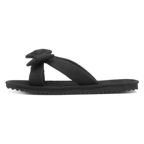 Shoe Zone - Womens Black Bow Slip On Beach Mule Sandal - Size 7 UK - Black