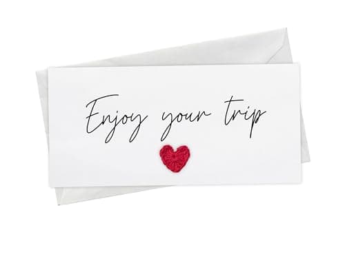 Enjoy your Trip Travel Money Wallet Card, Ticket or Cash Envelope Wallet For Gap Year, Surprise Trip Reveal Or Honeymoon, Money Wallet (Red)
