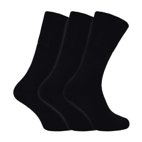 3 Pairs Bamboo Thermal Socks for Winter | THMO | Mens & Ladies Sizes | Warm Thick Bamboo Socks (7-11, Black)