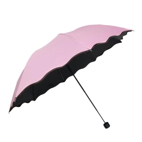 KONTONTY Pink Foldable Sunscreen Umbrella Brim with 8 Ribs, Petal Edge