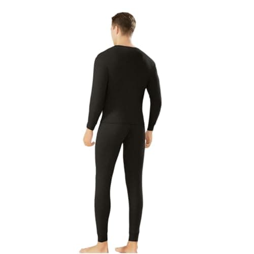 Men's Thermal Underwear Set – Warm Base Layer Top & Bottom with Brushed Interior | Quick-Dry Winter Set in Black UK Sizes L — view 3
