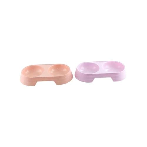 Cat Food and Water Bowl,Double Plastic Dog Bowl Pet Dish Cat Feeders for Small Medium Size Pet Puppy Travel Outdoor Feeding Eating Drinking(purple) — view 3